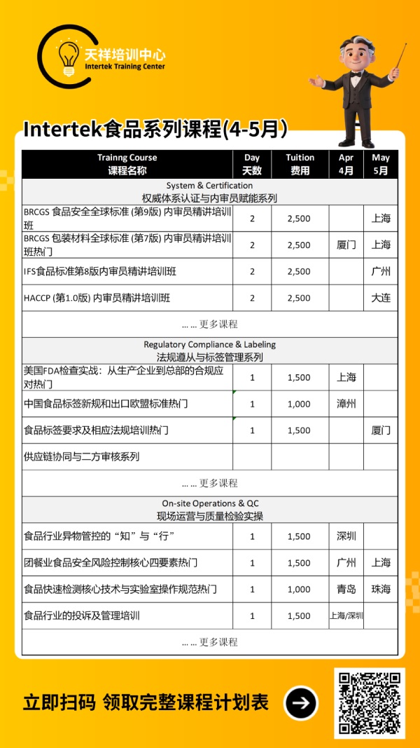 Intertek食品培训